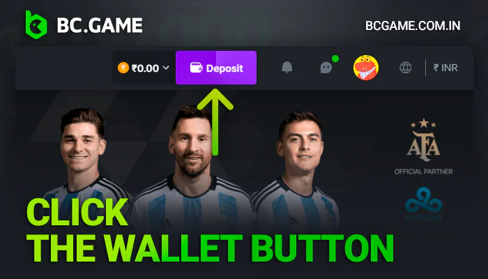 Click on the wallet button in the BCGame menu